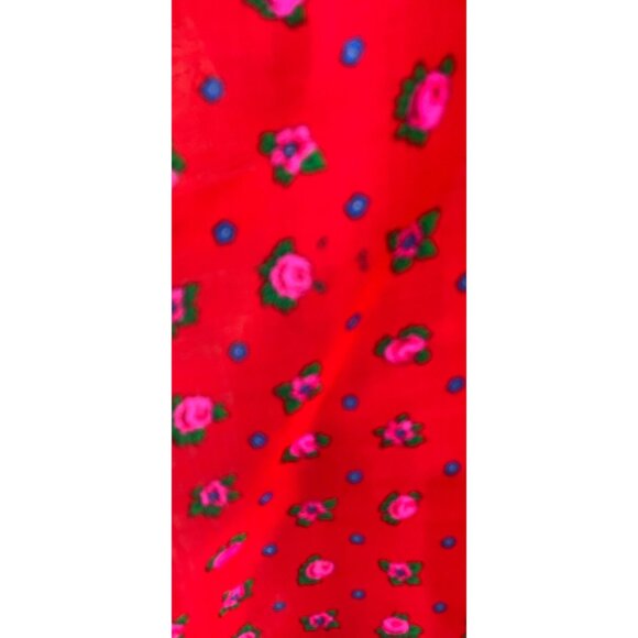 Vintage 1970’s LAINE 100% Wool Red Floral Scarf Handprinted Japan CA 00098 - Picture 4 of 9